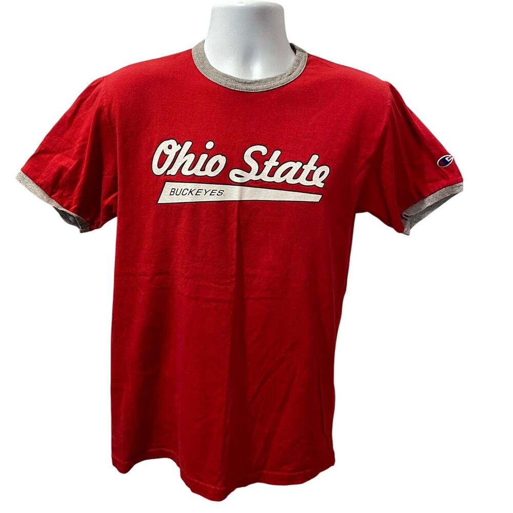 VINTAGE CHAMPION OHIO STATE BUCKEYES SHIRT — Red NCAA Graphic Tee Men's L